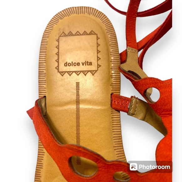 NWOT Dolce Vita Leather lace-up Strappy Orange Jolee Perin Gladiator Sandal - Picture 7 of 11